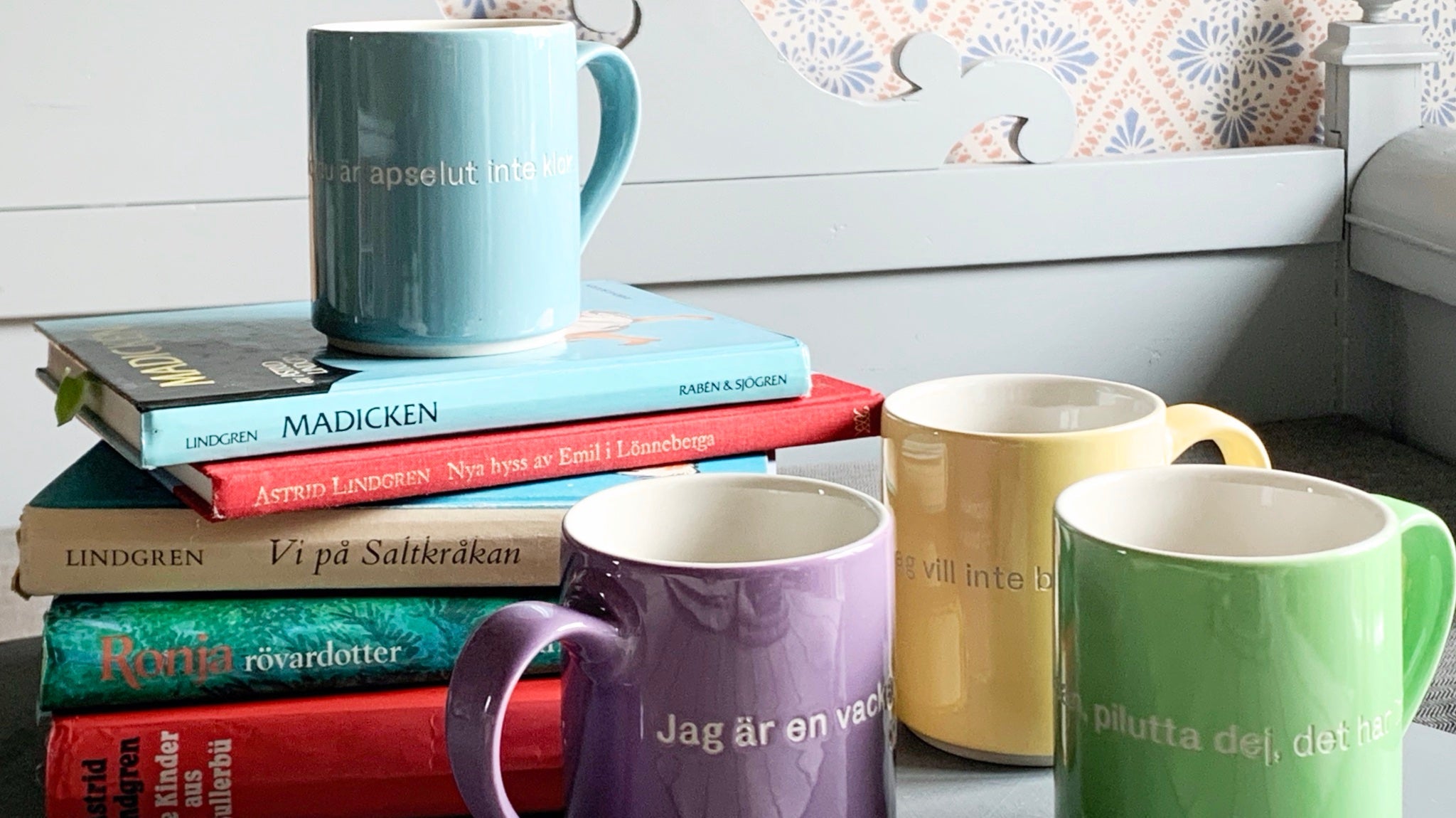 Tassen mti schwedischen Zitaten von Astrid Lindgren
