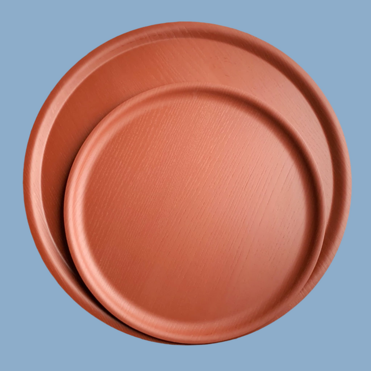 Bengt & Lotta Holztablett rund „Wood“ rotbraun groß