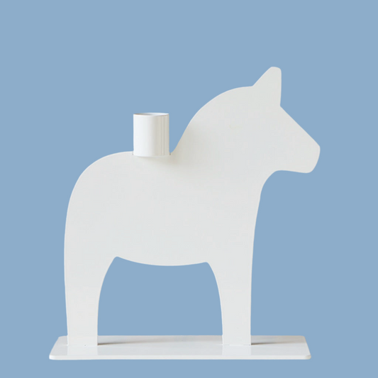 Kerzenhalter Metall „Dalarnapferd“ weiß
