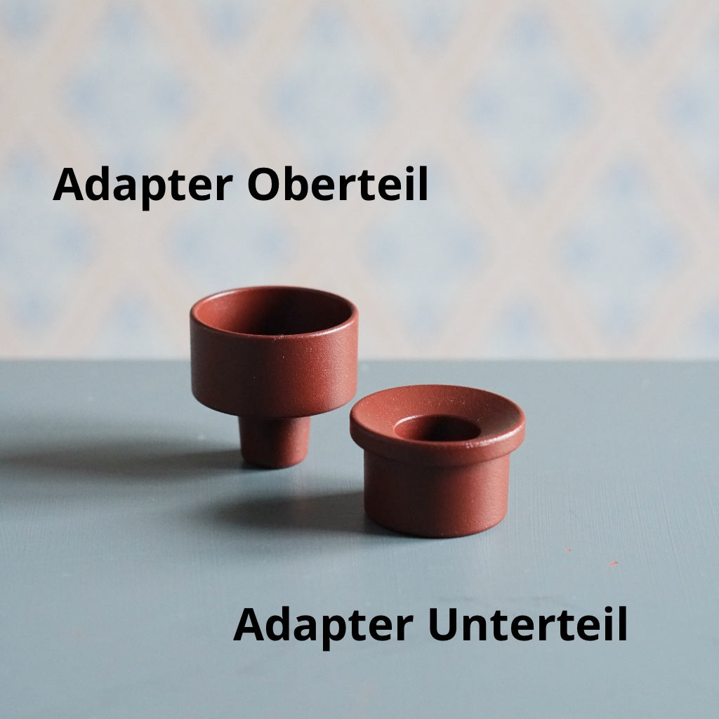 Adapter Oberteil und Adapter Unterteil rostrot mit Beschriftung
