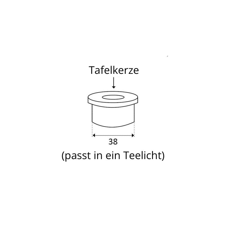Zeichnung mit Maßen für Adapter Kerzenhalter aus Metall