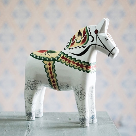 Dalapferd Original weiß Antik