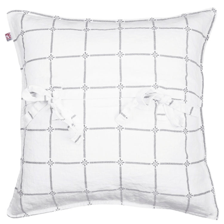 Rückseite mit zwei Schleifen zum schließen des Kissenbezugs Classic grau