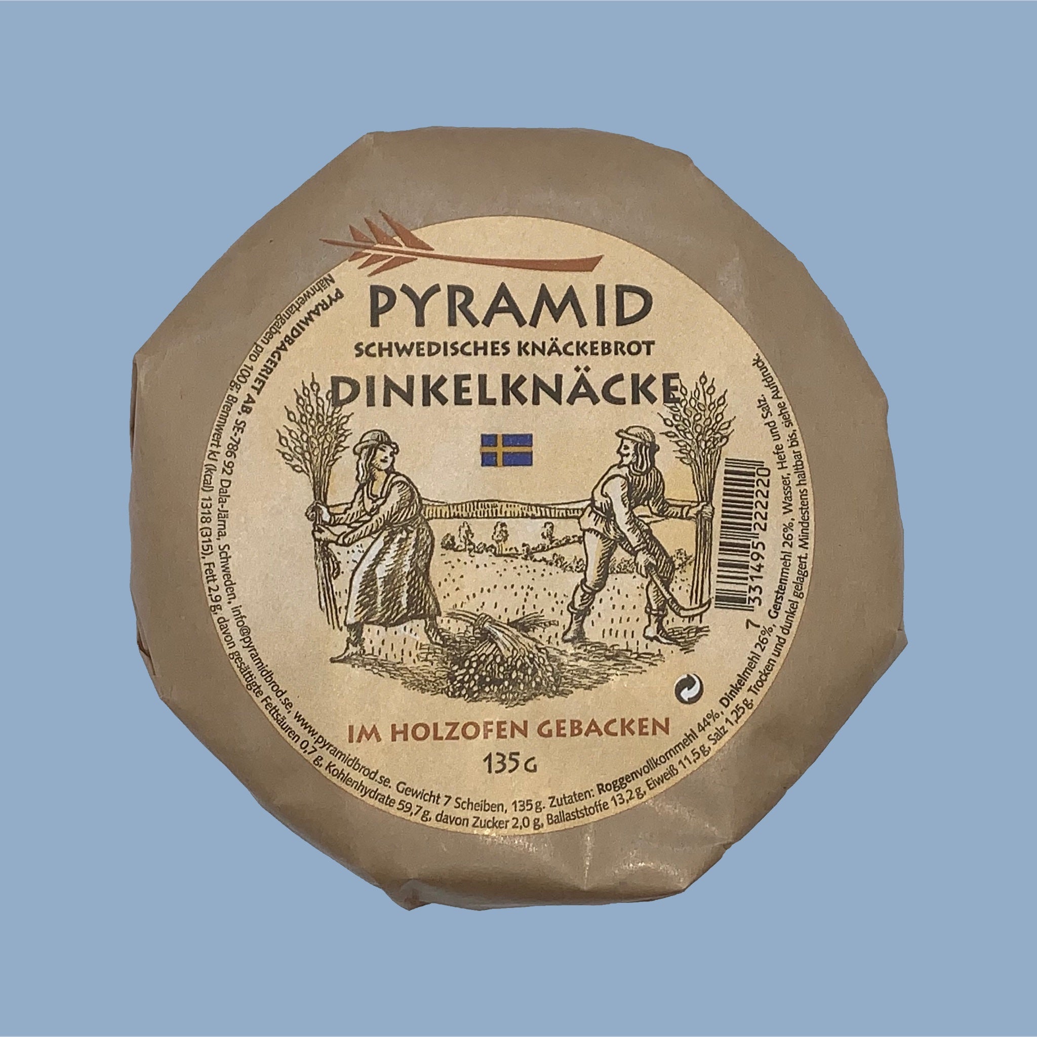 Packung rundes Knäckebrot in braunem Packpapier