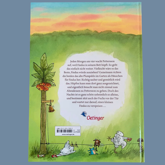 Rückseite des Buches Findus zieht um von Sven Nordqvist