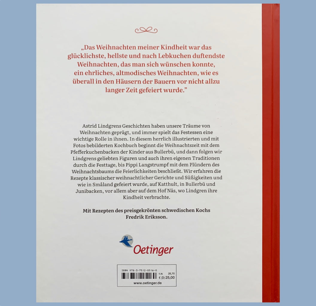 Rückseite des Buches So schmeckt mein Weihnachten Astrid Lindgrens Kochbuch von Fredrik Eriksson erhältlich bei mys