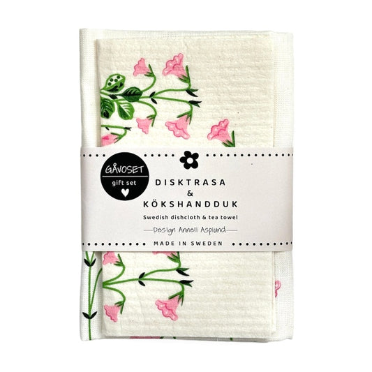 Handtuch und Schwammtuch Linnea im Geschenkset mit Banderole