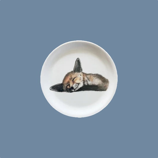 Glasuntersetzer Holz rund mit Motiv Fuchs von Charlotte Nicolin