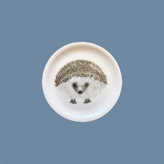 Glasuntersetzer Holz rund Igel von Charlotte Nicolin