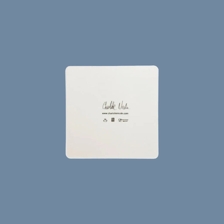 Rückseite vom viereckigen Glasuntersetzer