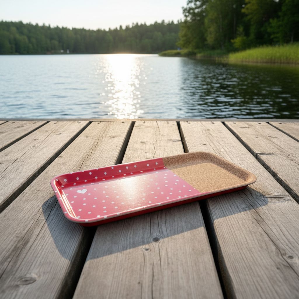 Tablett auf Bootssteg in Schweden KI gneriert