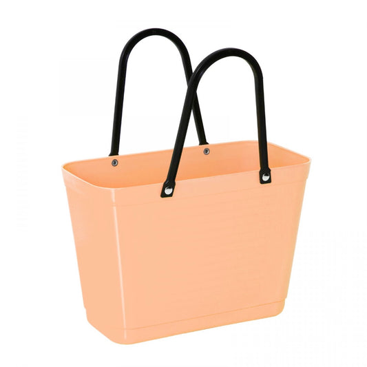 Kleine Hinza Einkaufstasche in aprikose mit zwei schwarzen Henkeln