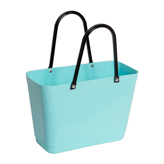 Hinza Einkaufstasche klein aqua mit zwei schwarzen Henkeln
