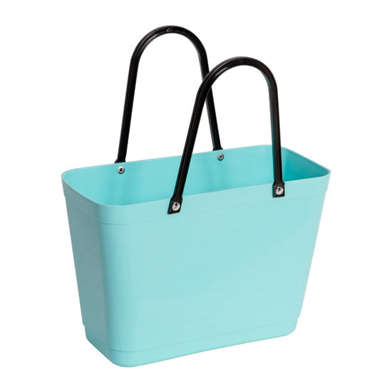 Hinza Einkaufstasche klein aqua mit zwei schwarzen Henkeln