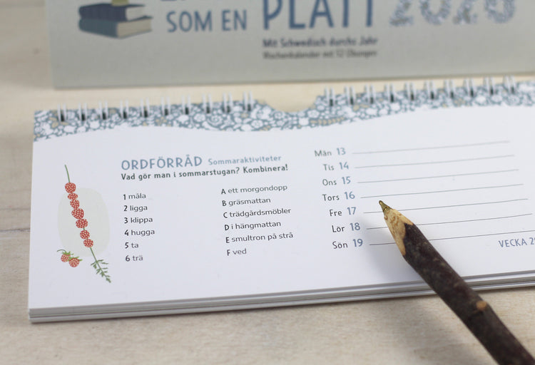 Beispielseite des Wochenkalenders Lätt som en Plätt mit Schwedischübungen
