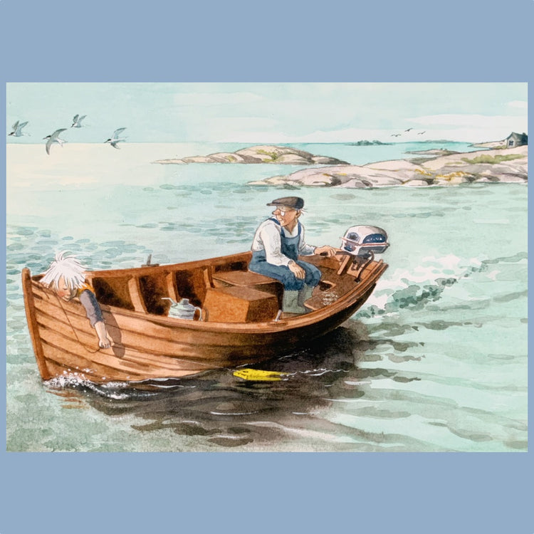 Postkarte "Sturmstina - Im Boot“