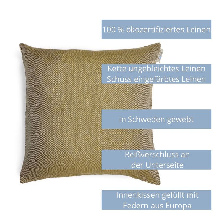 Foto vom Kissen freigestellt mit fünf Infobalken