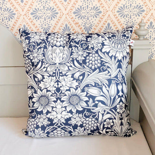 Kissen aus Baumwolle mit Muster Sunflower in blau auf Küchensoa