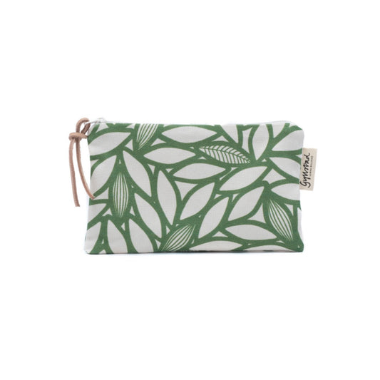 kleine Kosmetiktasche aus Baumwolle mit Muster Bladverk in Grün