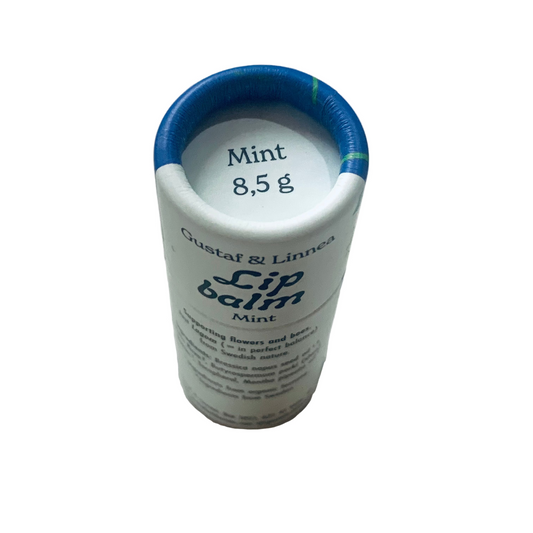 Lippenbalsam Stift Minze von Gustaf und Linea Deckel mit Aufdruck