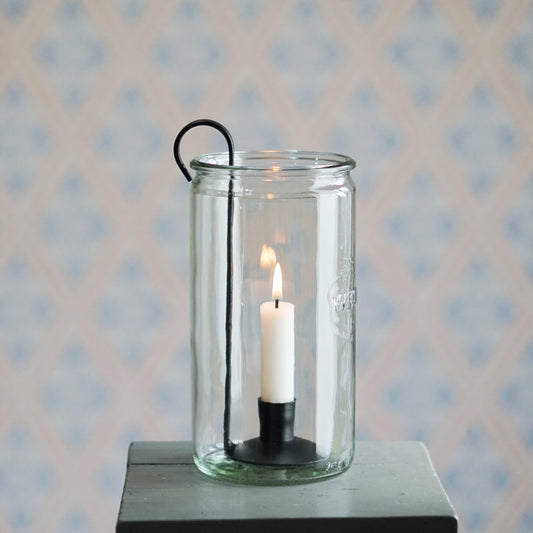 Kerzenhalter Lykta im Weck-Glas mit brennender Kerze