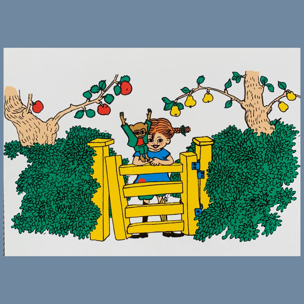 Postkarte mit Motiv Pippi am Tor