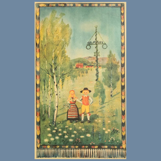 Poster mit Mittsommermotiv vor mysblauem Hintergrund