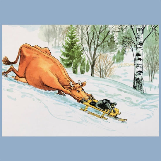 Postkarte_Mamma_Mu_faehrt_Schlitten_erhältlich imMys_Shop