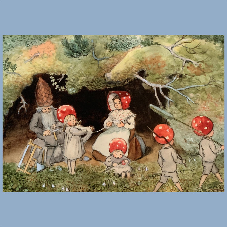 Postkarte "Tomtebobarnen Linnea” Elsa Beskow