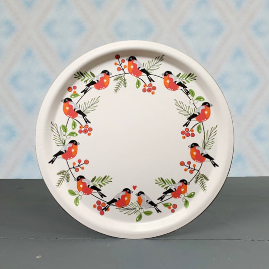 Holztablett rund „Dompfaff” mit Herzen