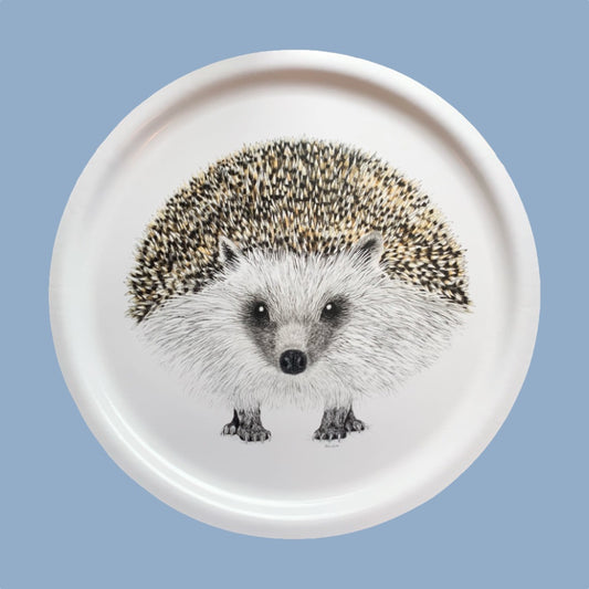 Rundes Tablett mit Igel von Charlotte Nicolin