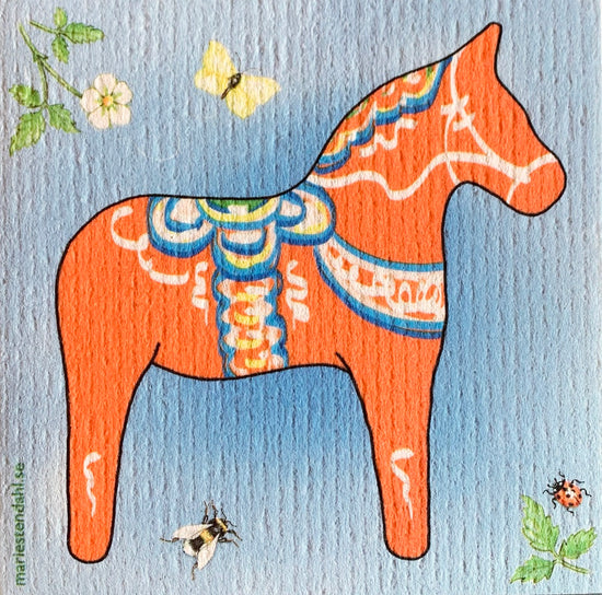 Schwammtuch mit Muster Dalapferd klassisch von Marie Stendahl erhältlich bei MYS