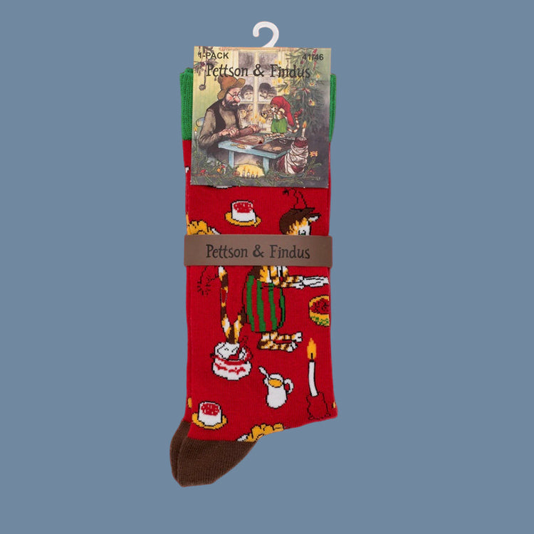 Socken mit Motiv Findus und das Weihnachtsessen mit Banderole