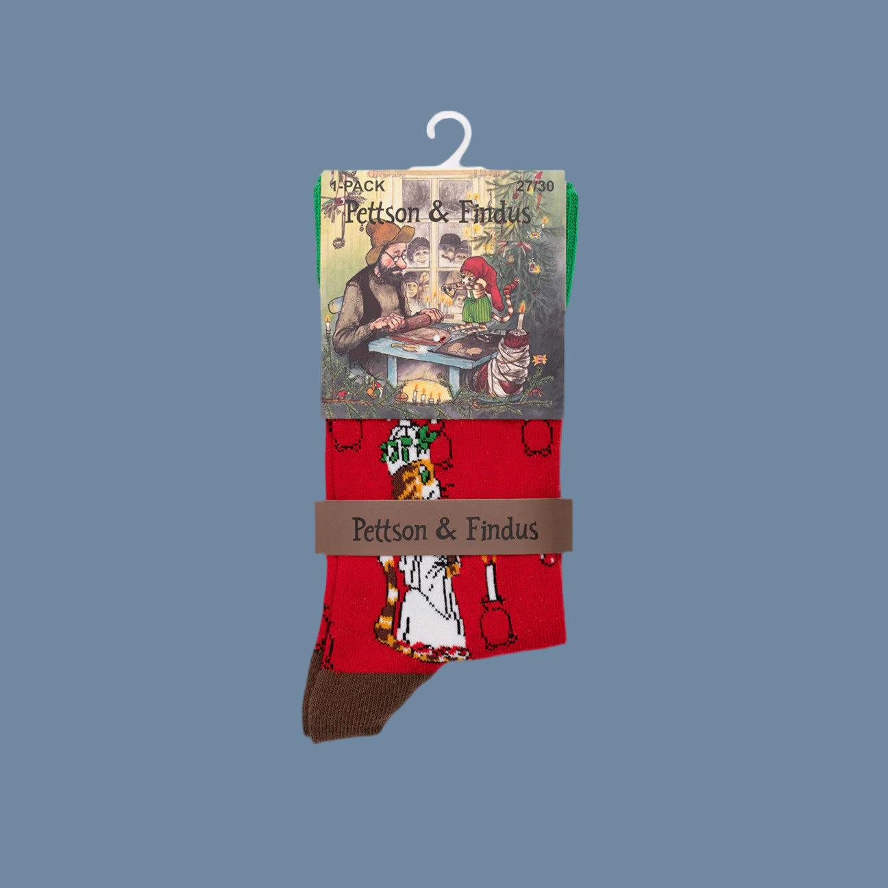 Rote Socken Findus als Lucia mit Banderole