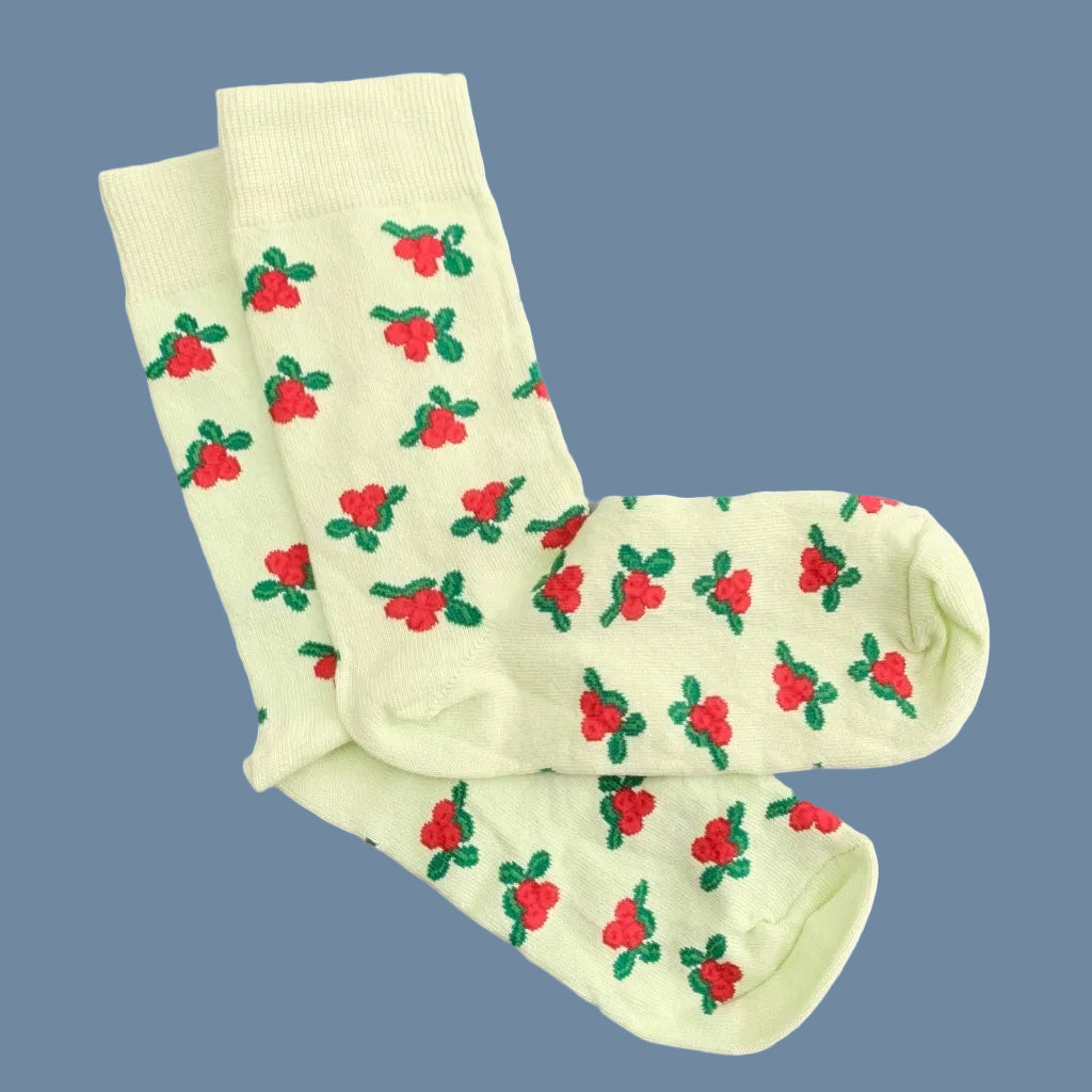 Socken mit Preiselbeeren