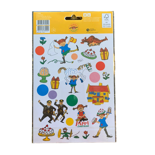 Rückseite des Sticker Sets Pippi mit 25 Stickern