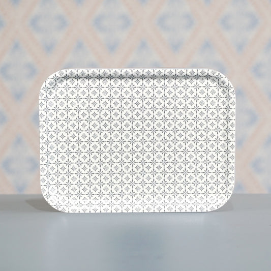 eckiges Tablett mit Muster Destiny in grau von Shyness