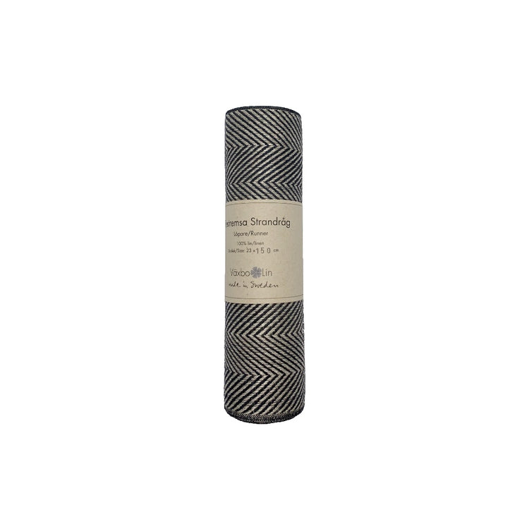 Tischlaeufer_Festremsa_Rutig_Strandrag_Leinen_schwarz_Handwerk_Schweden_Vaexbo_Lin_Mys_Shop