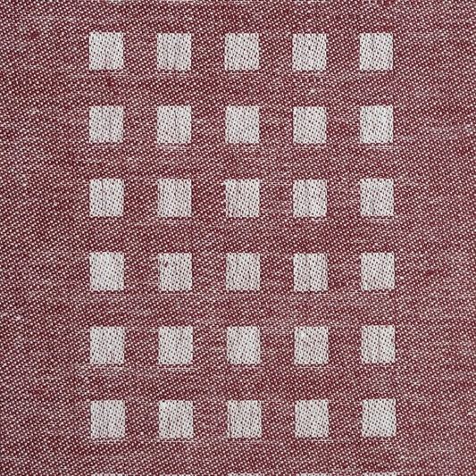 Detail des Tischläufers Solliden aus Leinen in weinrot von Klässbols linneväveri erhältlich bei MYS