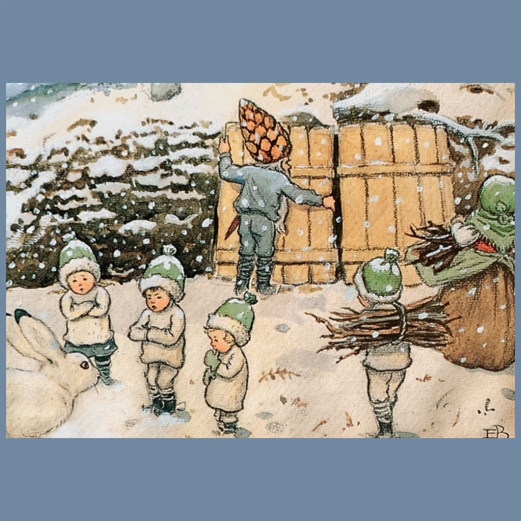 Postkarte Tomtebobarnen mit Motiv Winter