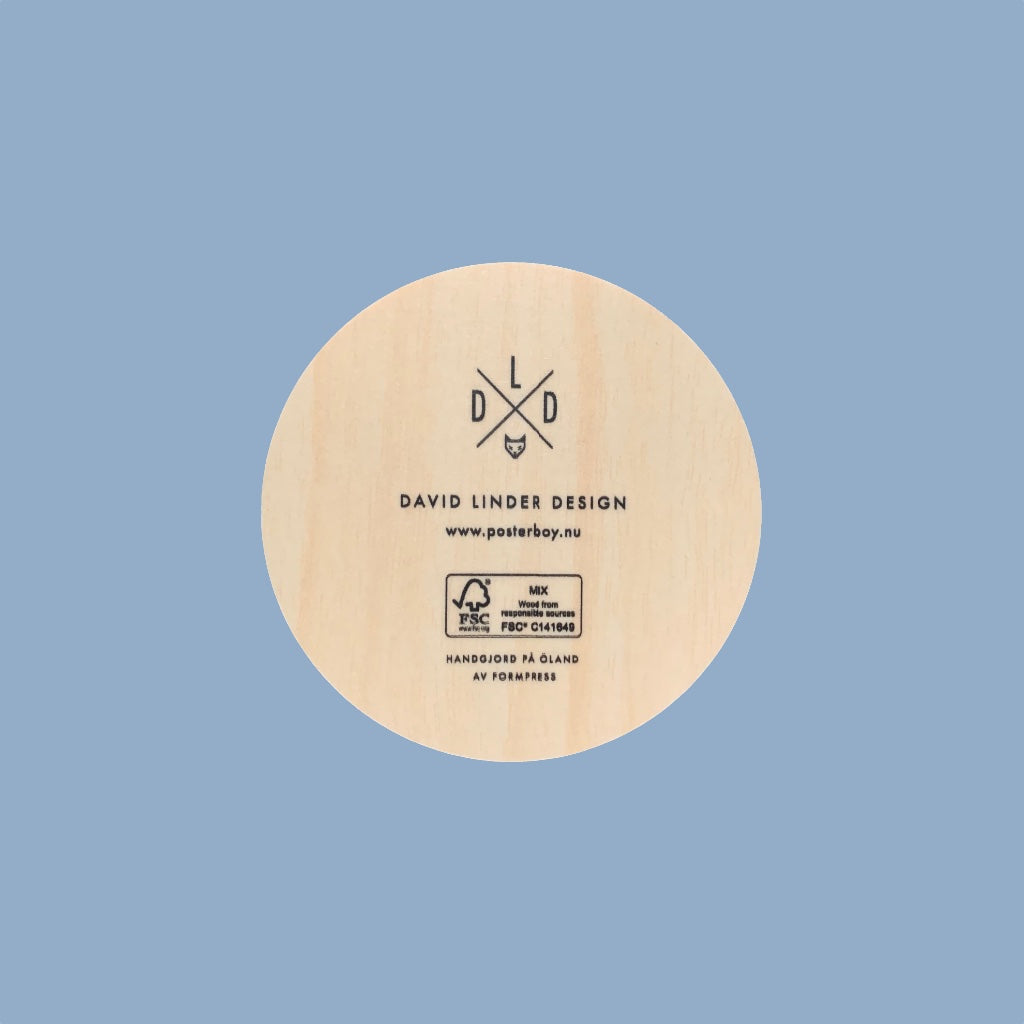 Rückseite von Glasuntersetzer aus Holz von David Linder