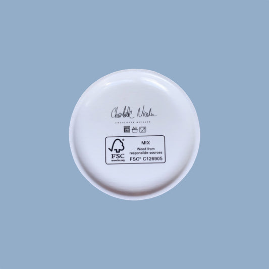 Rückseite von Minitablett Motiv Lykke von Charlotte Nicolin