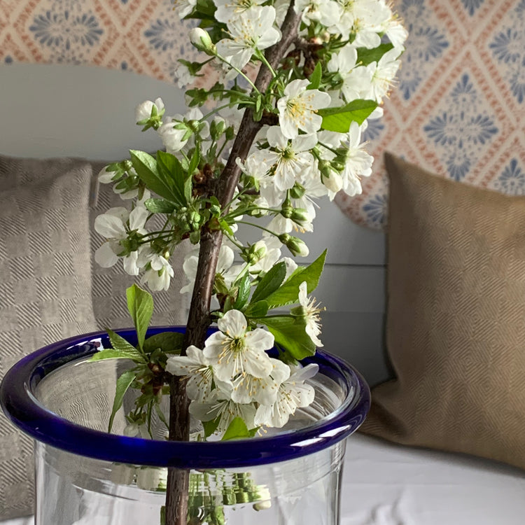 Vase "Blå kant" Glas