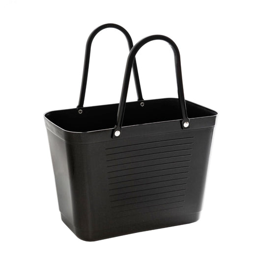 kleine Hinza Einkaufstasche in schwarz mit zwei schwarzen Henkeln