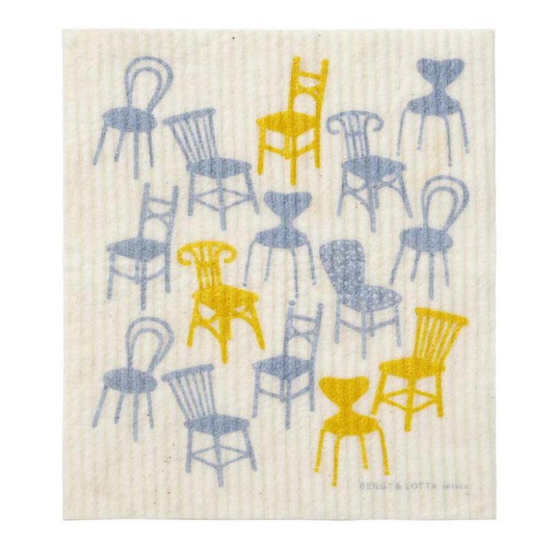 Schwedisches Spültuch Chairs_blaugelb Bengt und Lotta
