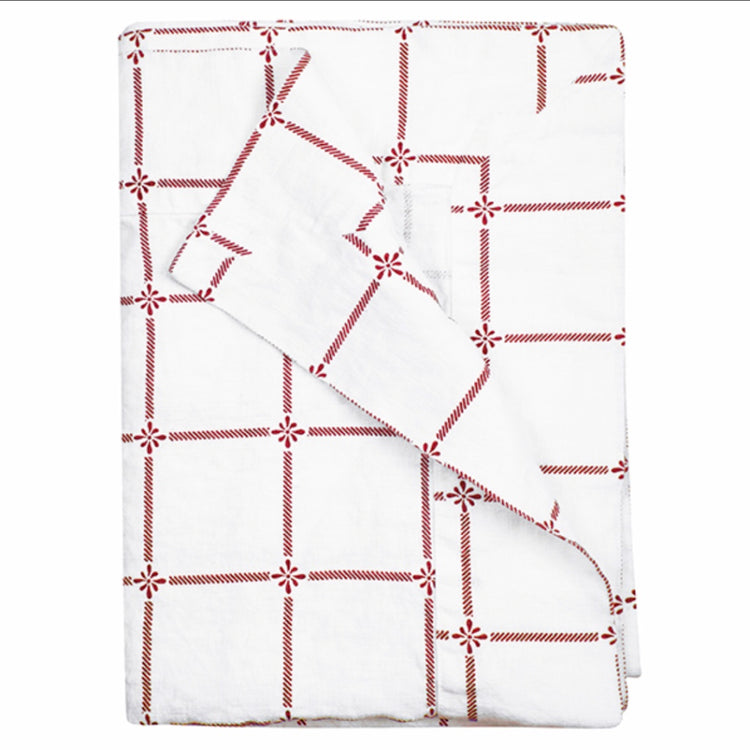 Tischdecke Leinen „Classic“ weiß/rot