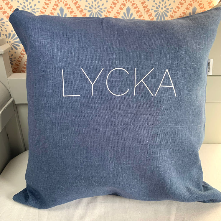 Kissen Lycka Leinen blau