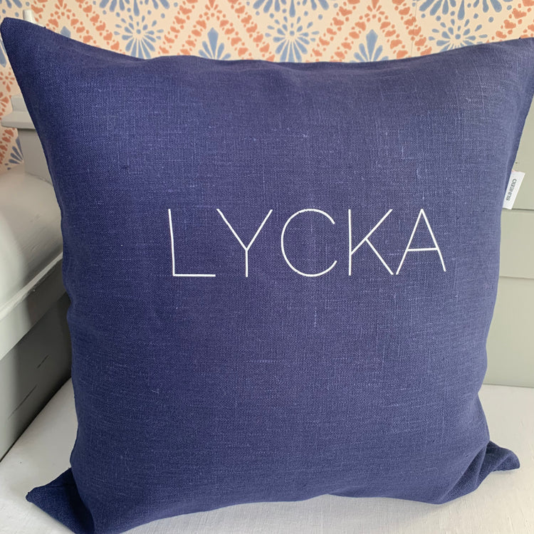 Kissen Lycka Leinen dunkelblau