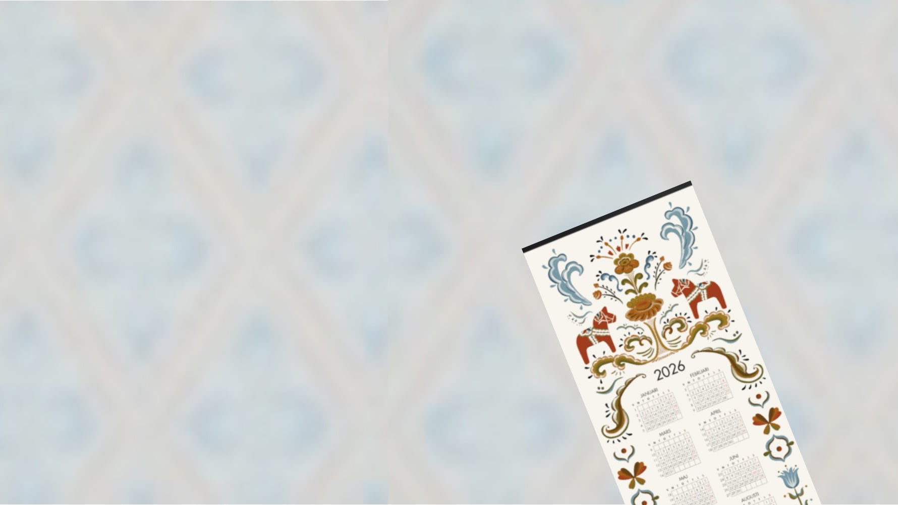 Kalender vor Schwedentapete