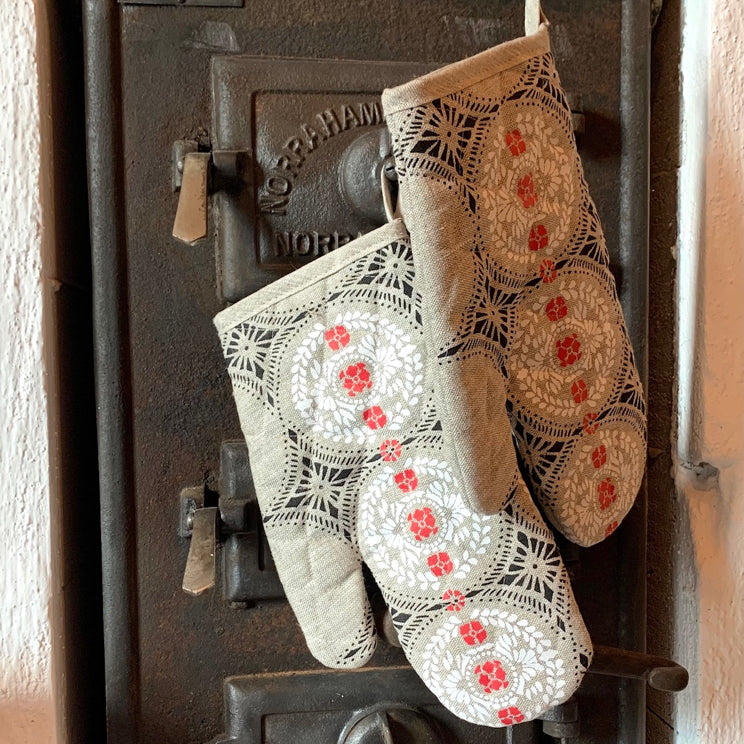 Topflappen und Ofenhandschuhe